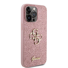 Заредете изображение във визуализатора на галерията – Guess GUHCP15XHG4SGP iPhone 15 Pro Max 6.7" pink/pink hardcase Glitter Script Big 4G
