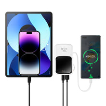 Заредете изображение във визуализатора на галерията – Baseus Qpow Digital Display powerbank with fast charging 10000mAh 22.5W QC/PD/SCP/FCP with built-in USB-C cable white
