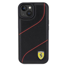 Заредете изображение във визуализатора на галерията – Ferrari Perforated Waves Metal Logo case for iPhone 15 / 14 / 13 - black
