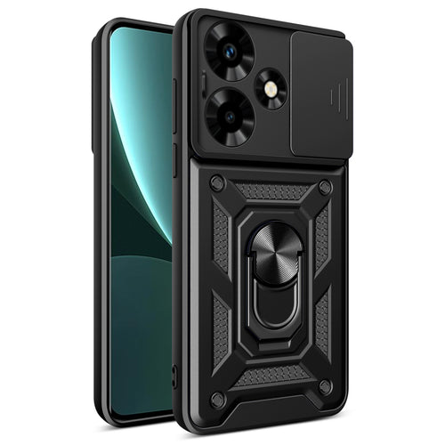 Hybrid Armor Camshield case for Infinix Hot 30 with camera cover - black