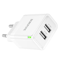 Заредете изображение във визуализатора на галерията – Borofone Wall charger BN15 Strong - 2xUSB - 2,1A white
