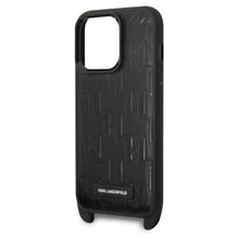 Заредете изображение във визуализатора на галерията – Karl Lagerfeld KLHCP14XSTMMK iPhone 14 Pro Max 6.7" hardcase black/black Monogram Plaque Logo Strap
