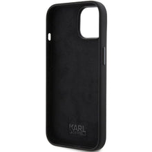 Заредете изображение във визуализатора на галерията – Karl Lagerfeld Silicone Ikonik Metal Pin case for iPhone 15 - black
