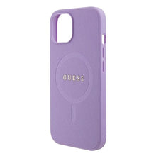 Заредете изображение във визуализатора на галерията – Guess Saffiano MagSafe case for iPhone 15 Plus - purple
