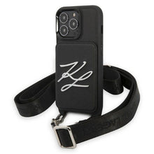 Заредете изображение във визуализатора на галерията – Karl Lagerfeld KLHCP13LSAKLCK iPhone 13 Pro / 13 6.1" hardcase black/black Saffiano Autograph
