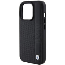 Заредете изображение във визуализатора на галерията – BMW Leather Textured &amp; Stripe case for iPhone 15 Pro - black
