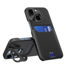 Заредете изображение във визуализатора на галерията – Leather Stand Case case for iPhone 14 Plus cover card wallet with stand black
