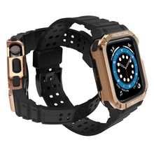 Заредете изображение във визуализатора на галерията – Protect Strap Band Band with Case for Apple Watch 7 / SE (45/44 / 42mm) Case Armored Watch Cover Black - TopMag
