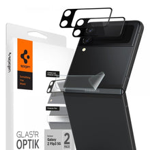 Заредете изображение във визуализатора на галерията – SPIGEN OPTIK.TR CAMERA LENS &amp; HINGE FILM GALAXY WITH FLIP 3 BLACK - TopMag
