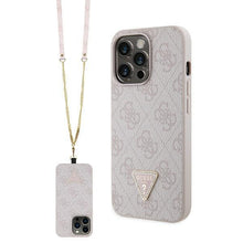 Заредете изображение във визуализатора на галерията – Guess GUHCP13LP4TDSCPP case for iPhone 13 Pro / 13 - pink Crossbody 4G Metal Logo
