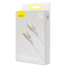 Заредете изображение във визуализатора на галерията – Baseus Glimmer Series cable with fast charging USB-C - Lightning 480Mb/s PD 20W 1m white
