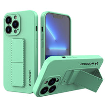 Заредете изображение във визуализатора на галерията – Wozinsky Kickstand Case silicone case with stand for iPhone 13 mint - TopMag
