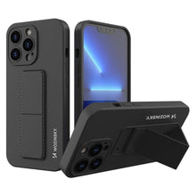 Заредете изображение във визуализатора на галерията – Wozinsky Kickstand Case iPhone 13 mini silicone case with stand black - TopMag

