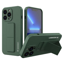 Заредете изображение във визуализатора на галерията – Wozinsky Kickstand Case silicone case with stand for iPhone 13 mini dark green - TopMag
