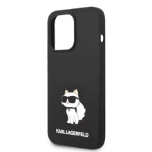 Заредете изображение във визуализатора на галерията – Original KARL LAGERFELD Case Silicone Choupette KLHCP14LSNCHBCK for Iphone 14 Pro black
