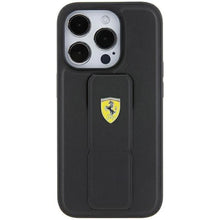 Заредете изображение във визуализатора на галерията – Ferrari Grip Stand Metal Logo case for iPhone 15 Pro - black
