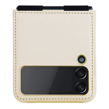 Заредете изображение във визуализатора на галерията – Nillkin Qin Vegan Leather Case for Samsung Galaxy Z Flip 4 cover made of ecological leather, golden stand
