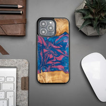 Заредете изображение във визуализатора на галерията – Bewood Unique Vegas wood and resin case for iPhone 13 Pro - pink and blue
