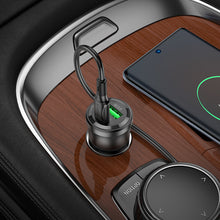 Заредете изображение във визуализатора на галерията – Borofone Car charger BZ25 Journey - USB + Type C - PD 38W 3A with Type C to Type C cable black
