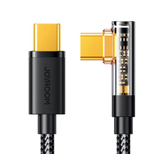 Заредете изображение във визуализатора на галерията – Joyroom USB C cable angled - USB C for fast charging and data transfer 100W 1.2 m black (S-CC100A6)
