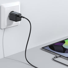 Заредете изображение във визуализатора на галерията – Joyroom small fast charger USB Type C PD 25W EU plug black + USB Type C - USB Type C cable (L-P251) - TopMag
