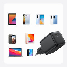 Заредете изображение във визуализатора на галерията – Joyroom small fast charger USB Type C PD 25W EU plug black + USB Type C - USB Type C cable (L-P251) - TopMag
