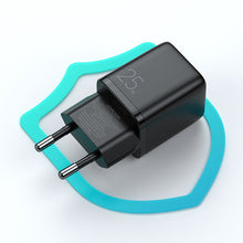Заредете изображение във визуализатора на галерията – Joyroom small fast charger USB Type C PD 25W EU plug black + USB Type C - USB Type C cable (L-P251) - TopMag
