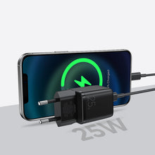 Заредете изображение във визуализатора на галерията – Joyroom Small Fast USB Type C PD Charger 25W EU Plug Black (L-P251) - TopMag
