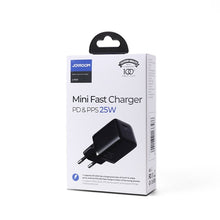 Заредете изображение във визуализатора на галерията – Joyroom Small Fast USB Type C PD Charger 25W EU Plug Black (L-P251) - TopMag
