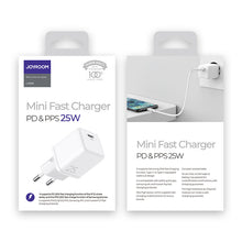 Заредете изображение във визуализатора на галерията – Joyroom Fast USB Type C Wall Charger 25W 3A EU Plug White (L-P251) - TopMag
