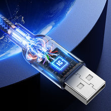 Заредете изображение във визуализатора на галерията – Joyroom durable cable USB - USB Type C cable with sound-responsive LED backlight 2.4A 1.2m gray (S-1230N16) - TopMag
