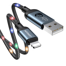 Заредете изображение във визуализатора на галерията – Joyroom durable cable USB cable - Lightning with sound-responsive LED backlight 2.4A 1.2m gray (S-1230N16) - TopMag
