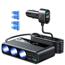 Заредете изображение във визуализатора на галерията – Joyroom 9in1 laptop car charger 154W - 5x USB / 1x USB Type C / 3x cigarette lighter socket Power Delivery / Quick Charge / PPS / AFC / FCP black (JR-CL06) - TopMag
