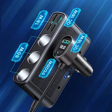 Заредете изображение във визуализатора на галерията – Joyroom 9in1 laptop car charger 154W - 5x USB / 1x USB Type C / 3x cigarette lighter socket Power Delivery / Quick Charge / PPS / AFC / FCP black (JR-CL06) - TopMag
