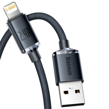 Заредете изображение във визуализатора на галерията – Baseus crystal shine series fast charging data cable USB Type A to Lightning 2.4A 1.2m black (CAJY000001) - TopMag
