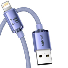 Заредете изображение във визуализатора на галерията – Baseus crystal shine series fast charging data cable USB Type A to Lightning 2.4A 2m purple (CAJY000105) - TopMag
