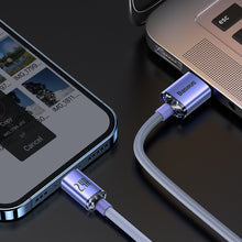 Заредете изображение във визуализатора на галерията – Baseus crystal shine series fast charging data cable USB Type A to Lightning 2.4A 2m purple (CAJY000105) - TopMag
