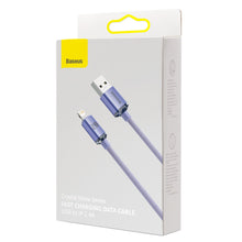 Заредете изображение във визуализатора на галерията – Baseus crystal shine series fast charging data cable USB Type A to Lightning 2.4A 2m purple (CAJY000105) - TopMag
