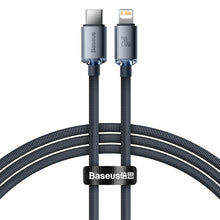 Заредете изображение във визуализатора на галерията – Baseus crystal shine series fast charging data cable USB Type C to Lightning 20W 1.2m black (CAJY000201) - TopMag
