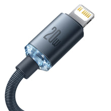 Заредете изображение във визуализатора на галерията – Baseus crystal shine series fast charging data cable USB Type C to Lightning 20W 1.2m black (CAJY000201) - TopMag
