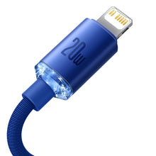 Заредете изображение във визуализатора на галерията – Baseus crystal shine series fast charging data cable USB Type C to Lightning 20W 1.2m blue (CAJY000203) - TopMag
