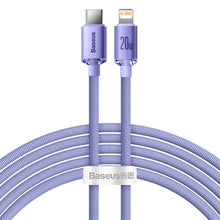 Заредете изображение във визуализатора на галерията – Baseus crystal shine series fast charging data cable USB Type C to Lightning 20W 2m purple (CAJY000305) - TopMag
