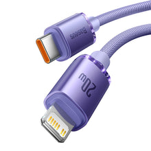 Заредете изображение във визуализатора на галерията – Baseus crystal shine series fast charging data cable USB Type C to Lightning 20W 2m purple (CAJY000305) - TopMag
