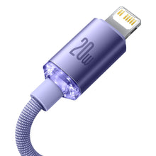 Заредете изображение във визуализатора на галерията – Baseus crystal shine series fast charging data cable USB Type C to Lightning 20W 2m purple (CAJY000305) - TopMag
