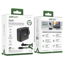 Заредете изображение във визуализатора на галерията – Set of 2x fast charger GaN UK 100W Power Delivery 3x USB C 1x USB - white / black
