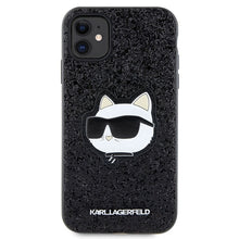 Заредете изображение във визуализатора на галерията – Original Pouch KARL LAGERFELD Glitter Choupette Patch KLHCN61G2CPK for Iphone 11/ Xr Black
