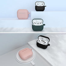 Заредете изображение във визуализатора на галерията – Apple AirPods 3 soft silicone earphones case + clip hook pink (case D) - TopMag
