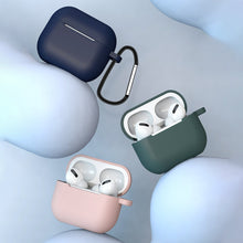Заредете изображение във визуализатора на галерията – Apple AirPods 3 soft silicone earphones case + clip hook pink (case D) - TopMag
