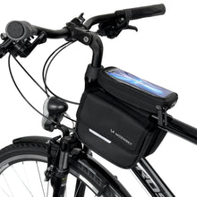 Заредете изображение във визуализатора на галерията – Wozinsky frame bike bag bicycle pannier waterproof phone case 1.5l black (WBB26BK) - TopMag
