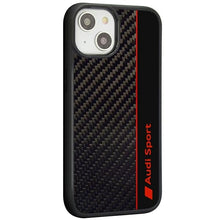 Заредете изображение във визуализатора на галерията – Original Case AUDI hardcase Carbon Fiber Stripe AUS-TPUPCIP14-R8/D1-BK for Iphone 14 black
